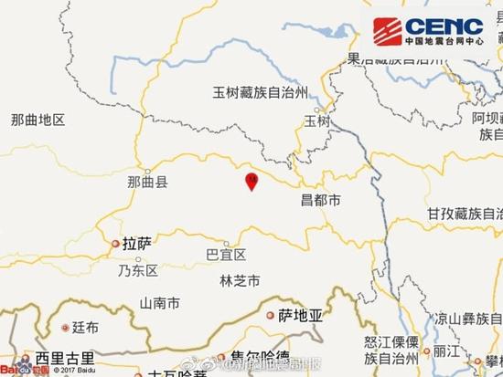 西藏昌都市边坝县发生3.1级地震 震源深度9千米图片